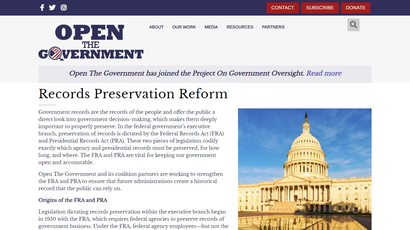 Records Preservation Reform - Open The Government