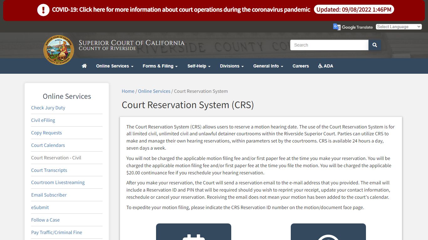 Court Reservation System - California
